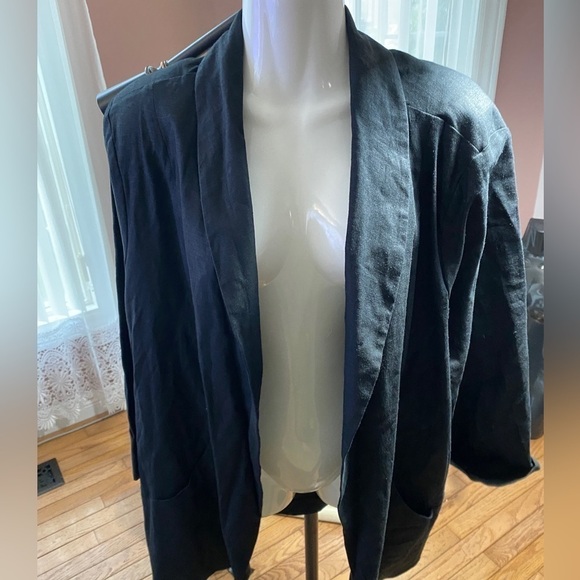 Addition Elle Black Shawl Collar Blazer Linen blend Sz US 22 - Picture 5 of 14